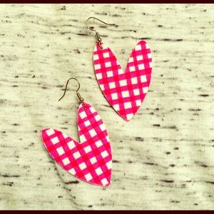 Plaid Heart Earrings